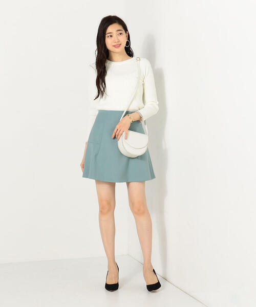Jewel Changes（ジュエルチェンジズ）の「JOC PE/R 切り替え セミフレア ミニスカート（スカート・レディース・ターコイズブルー/オリーブ/パープル・34/36/38）」の5枚目の写真