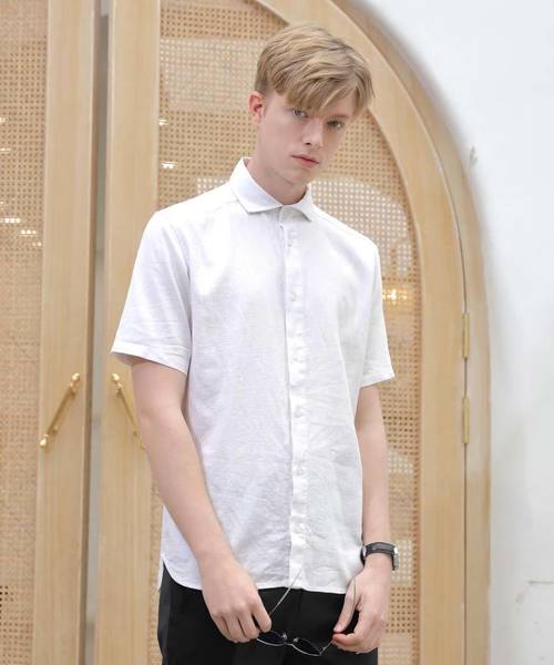 SPADE（スペード）の「【SPADE-creative expression-】七分袖 アロハ フレンチリネンシャツ（シャツ/ブラウス・メンズ・ホワイト系その他/ベージュ系その他/ブルー系その他/ホワイト/ホワイト系その他2/ブラック系その他4/ブラック系その他5/ネイビー/ブルー系その他3/ブルー系その他2/ブラック/ベージュ/ブラック系その他2/ブラック系その他3/ブラック系その他/ブルー系その他5/グレー/グレー系その他/ブルー系その他4/ホワイト系その他3/その他3/グリーン系その他/ブラック系その他6/ブルー系その他6/ホワイト系その他4/その他1/その他2/その他4/グリーン系その他2/ブラック系その他7/ブルー系その他7/ホワイト系その他5・MEDIUM/LARGE/X-LARGE/SMALL）」の3枚目の写真