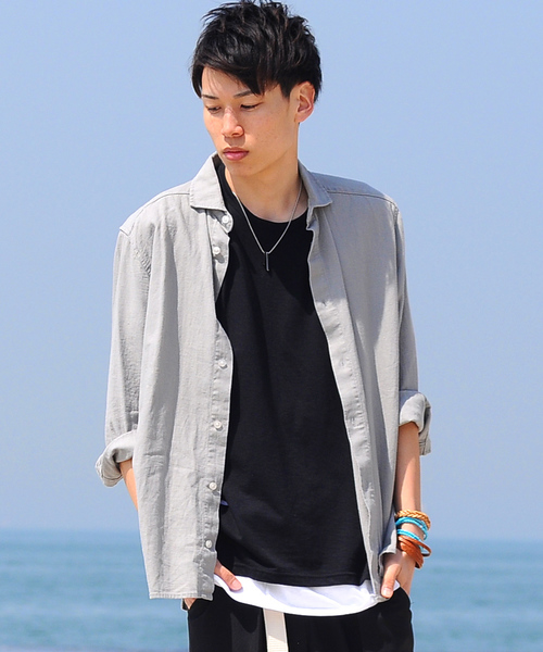 SPADE（スペード）の「【SPADE-creative expression-】七分袖 アロハ フレンチリネンシャツ（シャツ/ブラウス・メンズ・ホワイト系その他/ベージュ系その他/ブルー系その他/ホワイト/ホワイト系その他2/ブラック系その他4/ブラック系その他5/ネイビー/ブルー系その他3/ブルー系その他2/ブラック/ベージュ/ブラック系その他2/ブラック系その他3/ブラック系その他/ブルー系その他5/グレー/グレー系その他/ブルー系その他4/ホワイト系その他3/その他3/グリーン系その他/ブラック系その他6/ブルー系その他6/ホワイト系その他4/その他1/その他2/その他4/グリーン系その他2/ブラック系その他7/ブルー系その他7/ホワイト系その他5・MEDIUM/LARGE/X-LARGE/SMALL）」の16枚目の写真