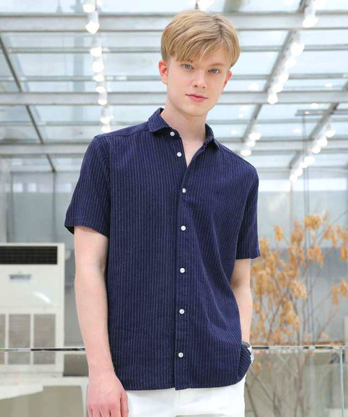 【SPADE-creativeexpression-】七分袖アロハフレンチリネンシャツ