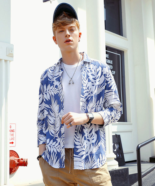 【SPADE-creativeexpression-】七分袖アロハフレンチリネンシャツ