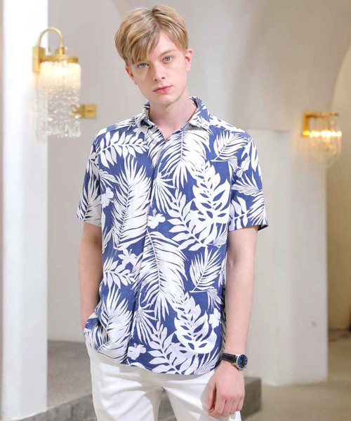 【SPADE-creativeexpression-】七分袖アロハフレンチリネンシャツ