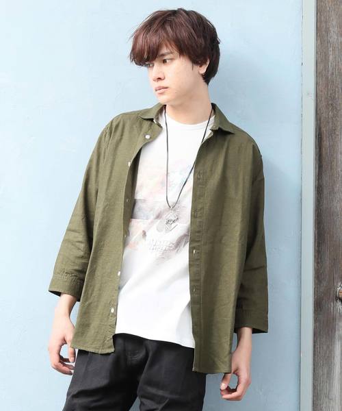 【SPADE-creativeexpression-】七分袖アロハフレンチリネンシャツ