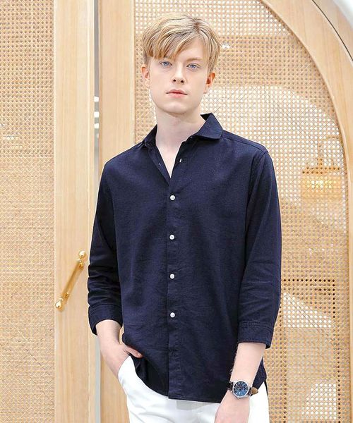 【SPADE-creativeexpression-】七分袖アロハフレンチリネンシャツ