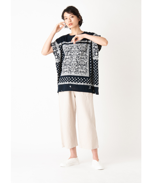 Plantation（プランテーション）の「ﾊﾟﾈﾙｻﾗｻJQ（Tシャツ/カットソー・レディース・オフホワイト/レッド/ネイビー・M/M size）」の3枚目の写真