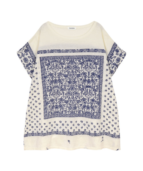 Plantation（プランテーション）の「ﾊﾟﾈﾙｻﾗｻJQ（Tシャツ/カットソー・レディース・オフホワイト/レッド/ネイビー・M/M size）」の8枚目の写真