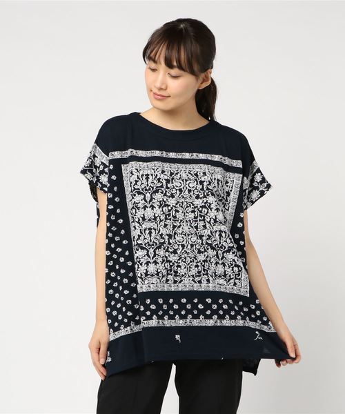 Plantation（プランテーション）の「ﾊﾟﾈﾙｻﾗｻJQ（Tシャツ/カットソー・レディース・オフホワイト/レッド/ネイビー・M/M size）」の9枚目の写真