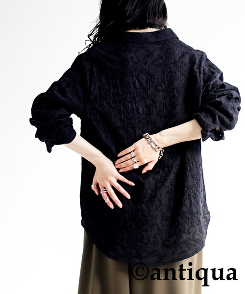 antiqua（アンティカ）の「ペイズリー柄刺繍ブラウス（シャツ/ブラウス・レディース・オフホワイト/ブラック・FREE）」の14枚目の写真