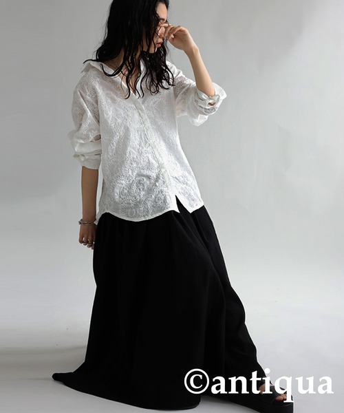 antiqua（アンティカ）の「ペイズリー柄刺繍ブラウス（シャツ/ブラウス・レディース・オフホワイト/ブラック・FREE）」の21枚目の写真