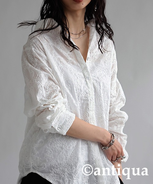 antiqua（アンティカ）の「ペイズリー柄刺繍ブラウス（シャツ/ブラウス・レディース・オフホワイト/ブラック・FREE）」の20枚目の写真