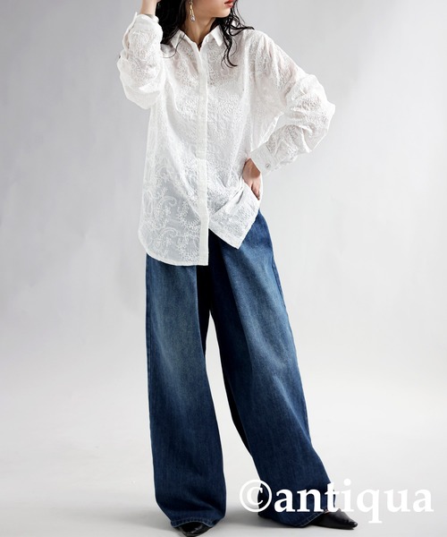 antiqua（アンティカ）の「ペイズリー柄刺繍ブラウス（シャツ/ブラウス・レディース・オフホワイト/ブラック・FREE）」の19枚目の写真