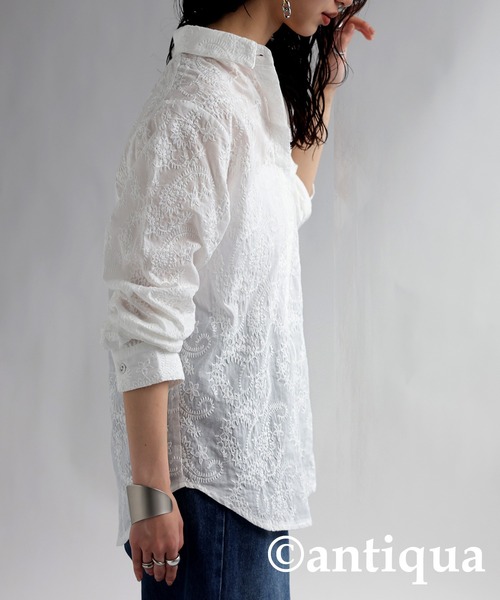 antiqua（アンティカ）の「ペイズリー柄刺繍ブラウス（シャツ/ブラウス・レディース・オフホワイト/ブラック・FREE）」の17枚目の写真