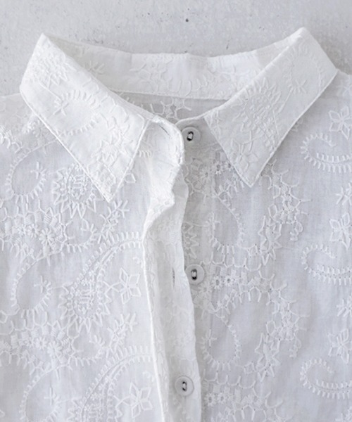 antiqua（アンティカ）の「ペイズリー柄刺繍ブラウス（シャツ/ブラウス・レディース・オフホワイト/ブラック・FREE）」の6枚目の写真