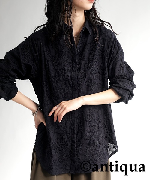 antiqua（アンティカ）の「ペイズリー柄刺繍ブラウス（シャツ/ブラウス・レディース・オフホワイト/ブラック・FREE）」の16枚目の写真