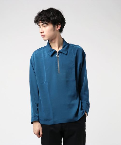 VIBGYOR（ヴィブジョー）の「VIBGYOR Select/ ポリハーフZIP　L/Sシャツ（シャツ/ブラウス・メンズ・カーキ/ブラック/グレー/テラコッタ/ネイビー/ベージュ・MEDIUM/X-LARGE/LARGE）」の6枚目の写真