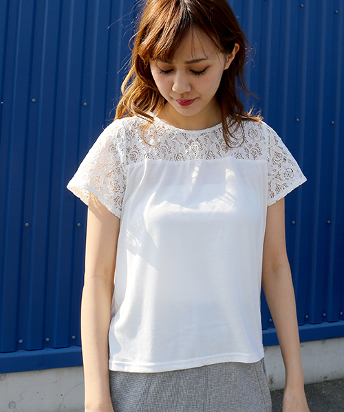 n'ee-ne（ネーネ）の「レース切り替えTシャツ+キャミワンピース（ワンピース・レディース・ブラック/ネイビー/ドット/キナリ/パープル・M/L）」の10枚目の写真