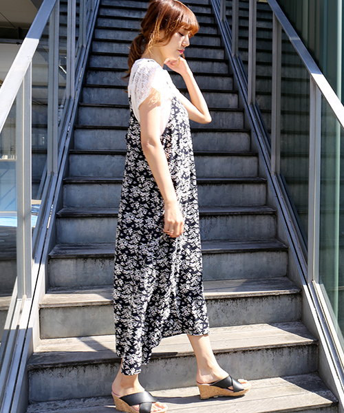 n'ee-ne（ネーネ）の「レース切り替えTシャツ+キャミワンピース（ワンピース・レディース・ブラック/ネイビー/ドット/キナリ/パープル・M/L）」の18枚目の写真