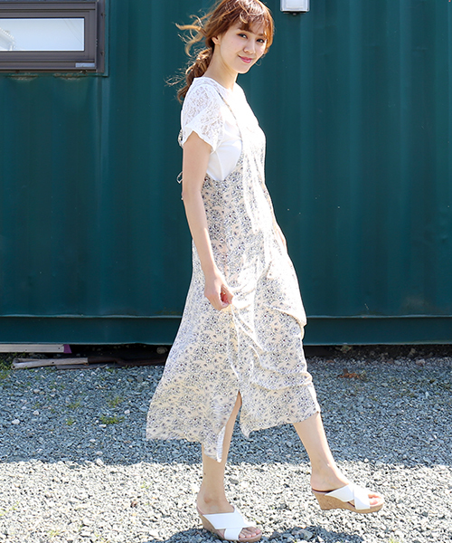 n'ee-ne（ネーネ）の「レース切り替えTシャツ+キャミワンピース（ワンピース・レディース・ブラック/ネイビー/ドット/キナリ/パープル・M/L）」の20枚目の写真