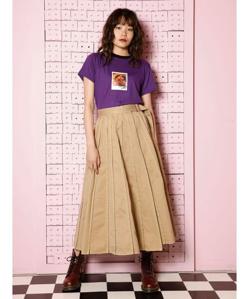 jouetie（ジュエティ）の「ステッチプリーツスカート（スカート・レディース・ライトブルー/ブラック/オレンジ/ベージュ・MEDIUM）」の8枚目の写真