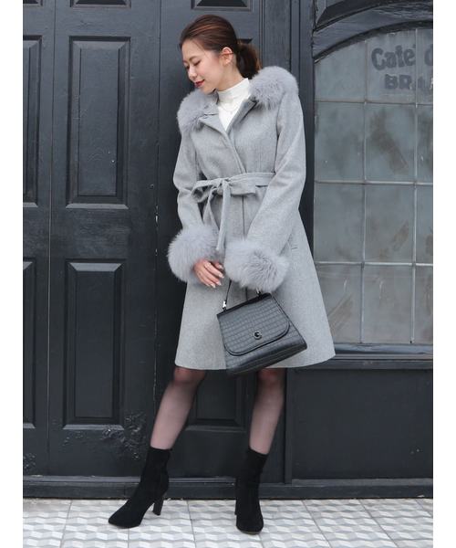 セール フード付foxファーウールコート その他アウター Royal Royal Party ロイヤルパーティー のファッション