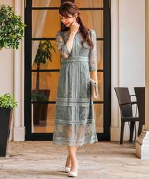 Fashion Letter | 総レースIライン結婚式ロングワンピースドレス(ドレス)