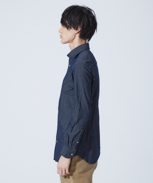 RECENCY OF MINE(リーセンシー オブ マイン)の「【Recency of Mine】ストレッチストライプシャツ(シャツ/ブラウス・メンズ・オフホワイト/ダークベージュ/ダークネイビー・44/46/48/50/52)」の5枚目の写真