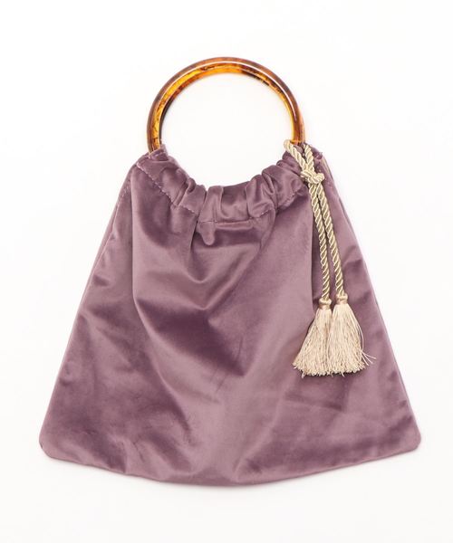 natural couture(ナチュラルクチュール)の「べっ甲ハンドルトートバッグ(ショルダーバッグ・レディース・ベージュ/パープル/レオパード/その他11・FREE)」の2枚目の写真