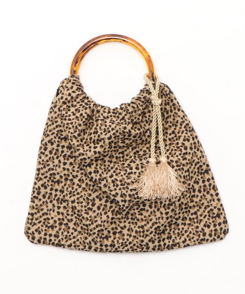 natural couture(ナチュラルクチュール)の「べっ甲ハンドルトートバッグ(ショルダーバッグ・レディース・ベージュ/パープル/レオパード/その他11・FREE)」の3枚目の写真