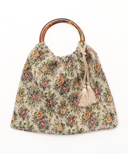 natural couture(ナチュラルクチュール)の「べっ甲ハンドルトートバッグ(ショルダーバッグ・レディース・ベージュ/パープル/レオパード/その他11・FREE)」の4枚目の写真