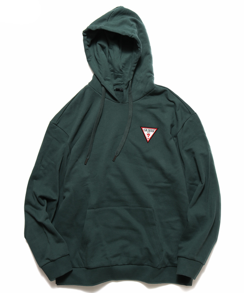 Guess（ゲス）の「GUESS/ゲス L/SLV HOODIES トライアングルロゴパッチ プルオーバーパーカー（パーカー・メンズ・グリーン/ブラック/グレー・M/L/XL）」の11枚目の写真