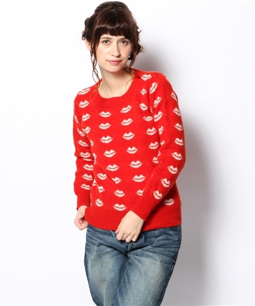Ray BEAMS（レイビームス）の「Ce Forsyth / リップ柄ニット（ニット/セーター・レディース・ブラック/レッド・ONE SIZE）」の12枚目の写真