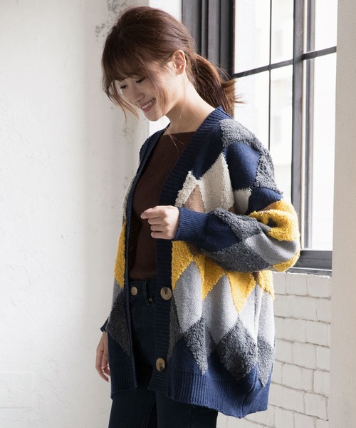 KOBE LETTUCE（コウベレタス）の「アーガイル柄オーバーサイズボア