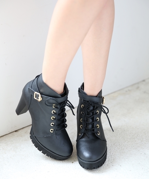 Heather（ヘザー）の「シャークソールレースアップブーツ　548923（ブーツ・レディース・ブラック/ダークブラウン/ブラック系その他・LARGE/SMALL/MEDIUM）」の2枚目の写真