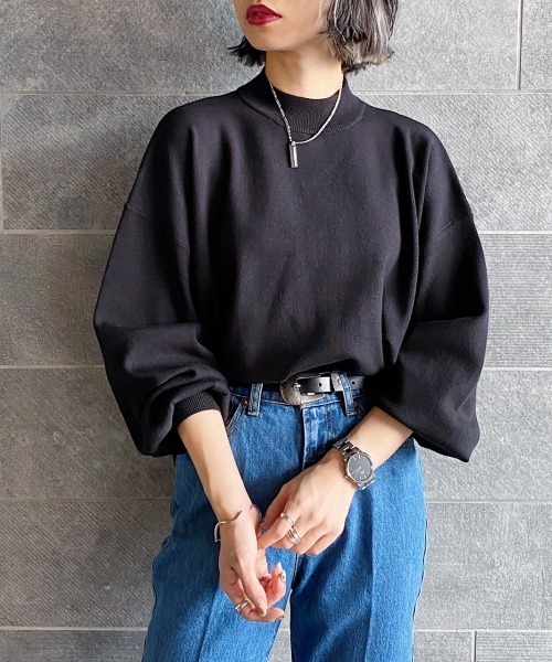 PAGEBOY（ページボーイ）の「ハイネックボリュームニットSS（ニット/セーター・レディース・ベージュ/オフホワイト/ブルー系その他/レモンイエロー/ブラック・FREE）」の2枚目の写真