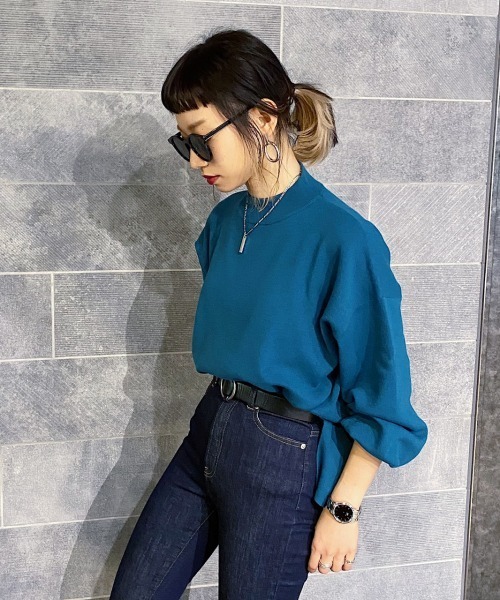 PAGEBOY（ページボーイ）の「ハイネックボリュームニットSS（ニット/セーター・レディース・ベージュ/オフホワイト/ブルー系その他/レモンイエロー/ブラック・FREE）」の21枚目の写真