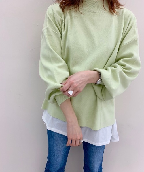 PAGEBOY（ページボーイ）の「ハイネックボリュームニットSS（ニット/セーター・レディース・ベージュ/オフホワイト/ブルー系その他/レモンイエロー/ブラック・FREE）」の11枚目の写真