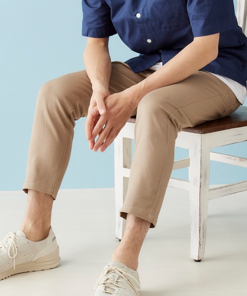 MONO-MART（モノマート）の「カツラギ素材 テーパード アンクルストレッチ チノパンツ（チノパンツ・メンズ・ブラック/ダークブラウン/ベージュ/アイボリー/オリーブ/ネイビー/グレー系その他2/チャコール/ライトベージュ/ブルー系その他/ワイン/グレー系その他・S/M/L/XL）」の8枚目の写真