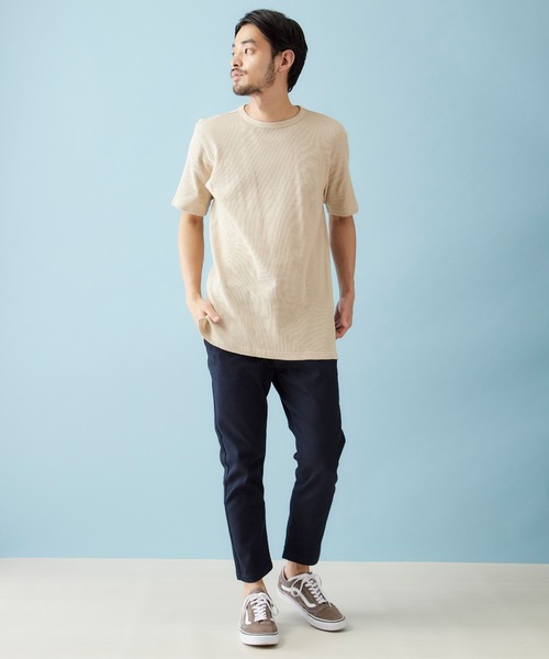 MONO-MART（モノマート）の「カツラギ素材 テーパード アンクルストレッチ チノパンツ（チノパンツ・メンズ・ブラック/ダークブラウン/ベージュ/アイボリー/オリーブ/ネイビー/グレー系その他2/チャコール/ライトベージュ/ブルー系その他/ワイン/グレー系その他・S/M/L/XL）」の19枚目の写真