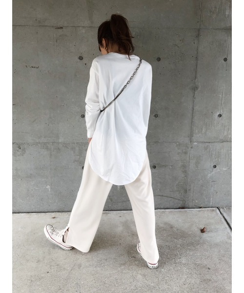 ulu(ウル)の「Sweat relax wide pants(その他パンツ・レディース・ブラック/アイボリー・FREE)」の4枚目の写真