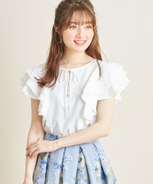 tocco closet | フロントボタン＆リボン付き3段フリルブラウス(シャツ/ブラウス)