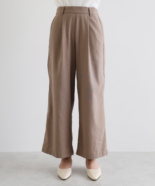 andme（アンドミー）の「リネンブレンドタックワイドパンツ（その他パンツ・レディース・ベージュ/ライトカーキ/グレー系その他/キナリ/ブラック/ブラウン/レッド/イエロー・L/M/S/XL/XXL）」の9枚目の写真