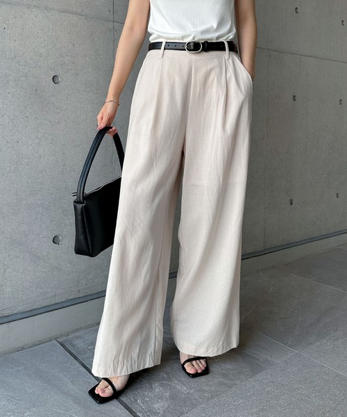 セール】リネンブレンドタックワイドパンツ（その他パンツ）｜andme