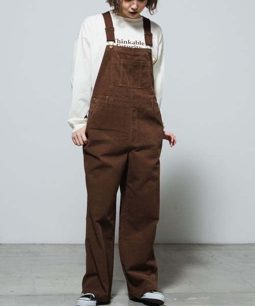 WEGO（ウィゴー）の「WEGO/コーデュロイオーバーオール（サロペット/オーバーオール・レディース・ブラック/パープル/ブラウン/カーキ/ブルー/アイボリー・SMALL/MEDIUM）」の4枚目の写真
