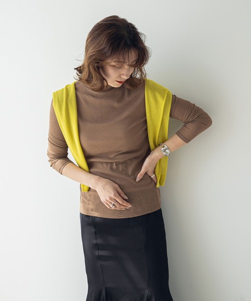 rectangle（レクタングル）の「シアーハイネックトップス（Tシャツ/カットソー・レディース・ブラック/モカ・MEDIUM/LARGE）」の8枚目の写真