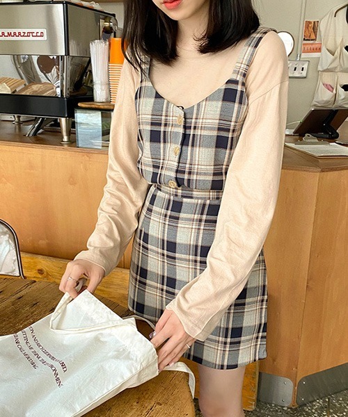 SONA（ソナ）の「SONYUNARA ボニー2ピースセット（スカート・レディース・カーキ/ネイビー/ブラウン・FREE）」の22枚目の写真