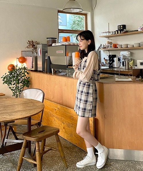 SONA（ソナ）の「SONYUNARA ボニー2ピースセット（スカート・レディース・カーキ/ネイビー/ブラウン・FREE）」の5枚目の写真