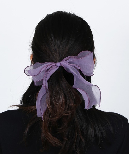 WC(ダブル シー)の「WC/シフォンリボンヘアゴム(ヘアゴム・レディース・ブラック/ベージュ/パープル/グリーン・FREE)」の4枚目の写真