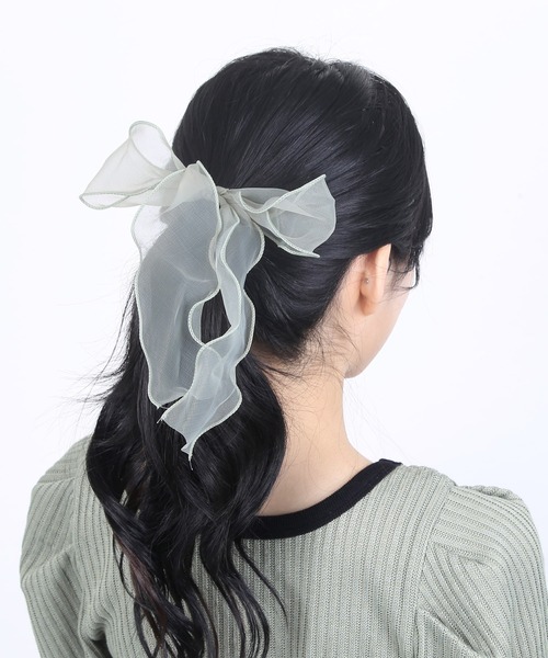WC(ダブル シー)の「WC/シフォンリボンヘアゴム(ヘアゴム・レディース・ブラック/ベージュ/パープル/グリーン・FREE)」の3枚目の写真