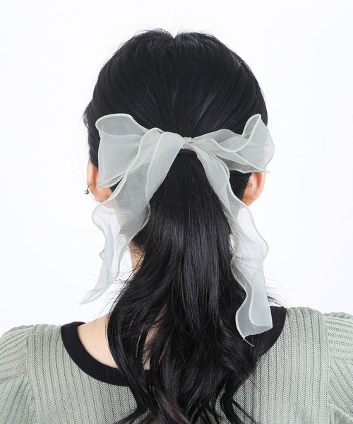 WC(ダブル シー)の「WC/シフォンリボンヘアゴム(ヘアゴム・レディース・ブラック/ベージュ/パープル/グリーン・FREE)」の5枚目の写真