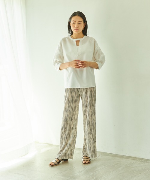 VACANCY（ヴァカンシー）の「2wayハーフスリーブブラウス（シャツ/ブラウス・レディース・ホワイト/ネイビー/グリーン/ブラウン・FREE）」の5枚目の写真